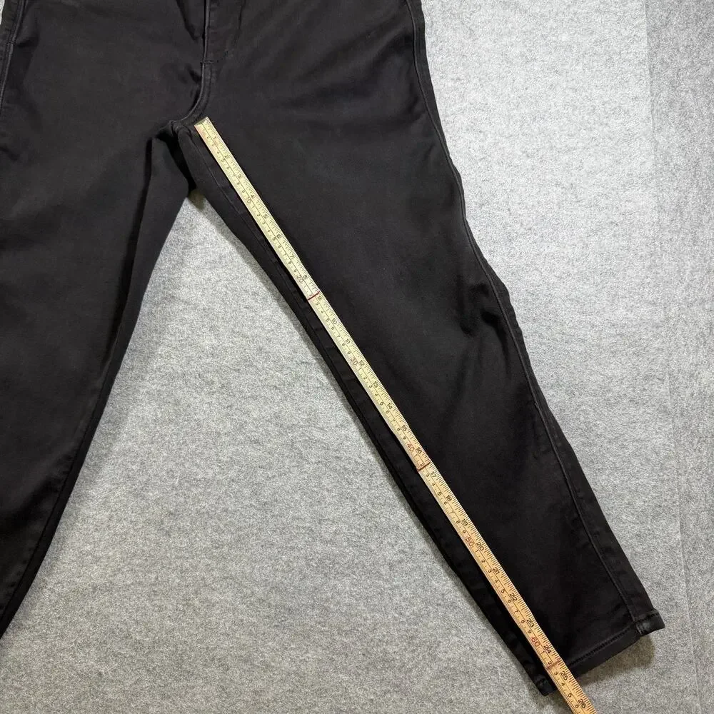 Seven7 Skinny Crop Jeans Womens 10 Black High Rise Stretch Faded Denim